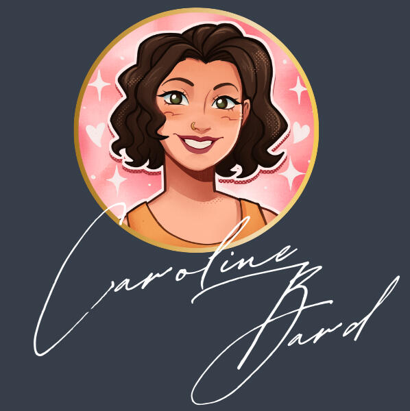 Author Avatar An illustrated avatar of a woman with short curly brown hair, on a pink background with stars and hearts. A cursive style signature of "Caroline Bard" is at under the avatar.